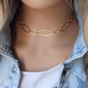 Delicate Minimalist Jewelry large Link Chain Dainty 14K Gold plated Necklace